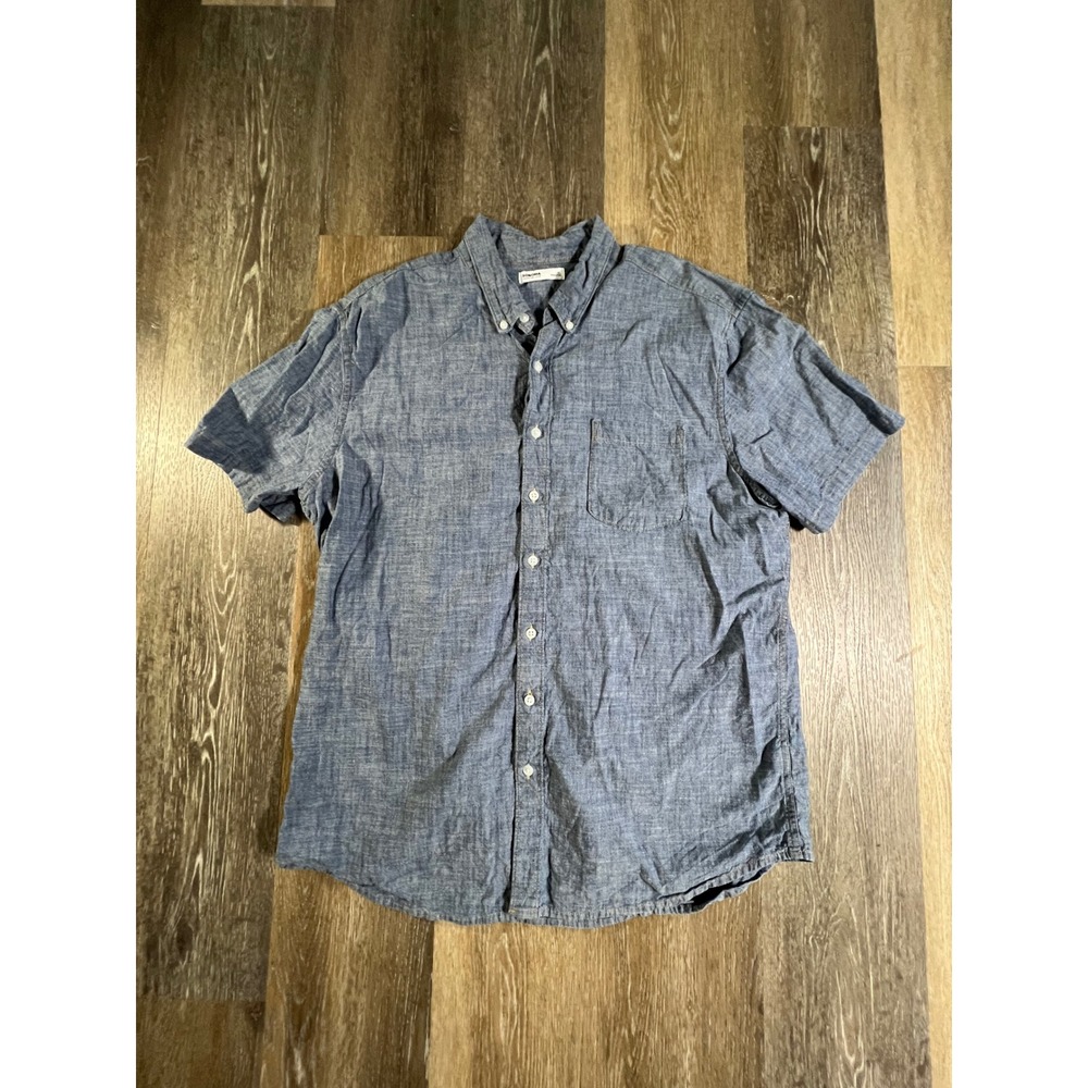 Sonoma Button Down Shirt Mens XL Blue Short Sleeve Cotton Chambray Pocket